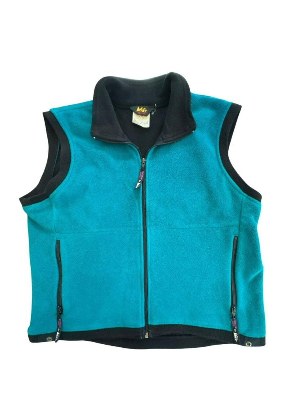 REI VINTAGE Womens GREEN Fleece Zip-Up Vest Medium Polartec Made In USA Pockets